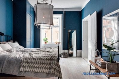 Niebieski kolor we wnętrzu sypialni - 50 przykładów i zasad projektowania