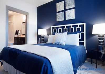 Niebieski kolor we wnętrzu sypialni - 50 przykładów i zasad projektowania